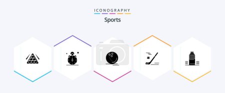 Illustration for Sports 25 Glyph icon pack including winter. hockey. timer. watchkit. sport - Royalty Free Image