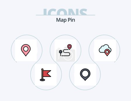 Ilustración de Mapa Línea Pin Lleno de Icono Pack 5 Diseño de Icono. .. internet. pin - Imagen libre de derechos
