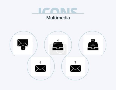 Illustration for Multimedia Glyph Icon Pack 5 Icon Design. . . time. mailbox. inbox - Royalty Free Image