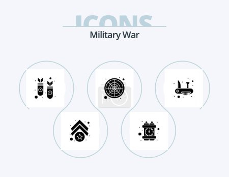 Illustration for Military War Glyph Icon Pack 5 Icon Design. knife. war. missles. solider. military - Royalty Free Image