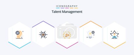 Ilustración de Talent Management 25 Flat icon pack including solution. bulb. brainstorming. fist. punch - Imagen libre de derechos