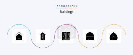 Téléchargez les illustrations : Buildings Glyph 5 Icon Pack Including islamic building. building. shops. house. furniture - en licence libre de droit