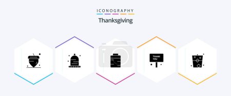 Illustration for Thanks Giving 25 Glyph icon pack including celebrate. thanks. food. thank you. sign - Royalty Free Image