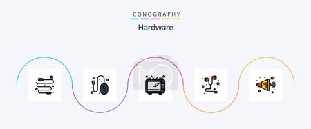 Illustration for Hardware Line Filled Flat 5 Icon Pack Including . speaker. television. loud. music - Royalty Free Image