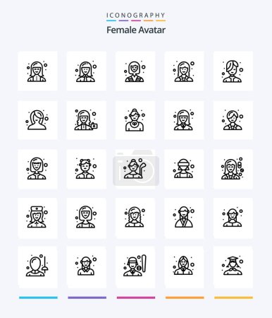 Ilustración de Creative Female Avatar 25 OutLine icon pack  Such As lady. employee. lady. business. woman - Imagen libre de derechos