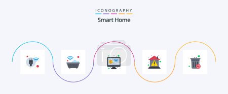 Ilustración de Smart Home Flat 5 Icon Pack Including error. alert. tub. smart farm. growth - Imagen libre de derechos