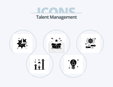 Illustration for Talent Management Glyph Icon Pack 5 Icon Design. star. box. man. configuration. wheel - Royalty Free Image