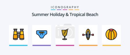 Ilustración de Beach Line Filled 5 Icon Pack Including summer. beach. beach. shinning. sun. Creative Icons Design - Imagen libre de derechos