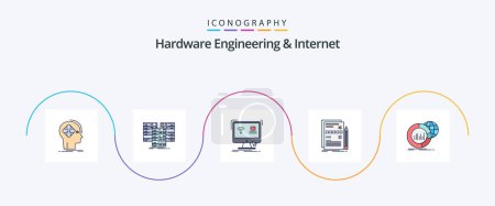Illustration for Hardware Engineering And Internet Line Filled Flat 5 Icon Pack Including design. component. database. smart. monitor - Royalty Free Image