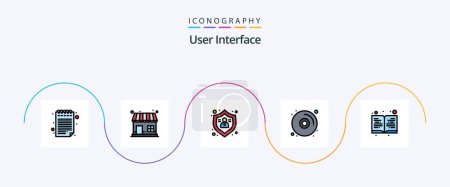 Illustration for User Interface Line Filled Flat 5 Icon Pack Including . read. protect. education. dvd - Royalty Free Image