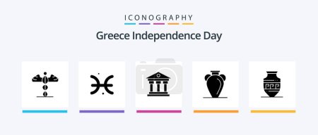 Ilustración de Greece Independence Day Glyph 5 Icon Pack Including amphora. nation. bank. history. culture. Creative Icons Design - Imagen libre de derechos