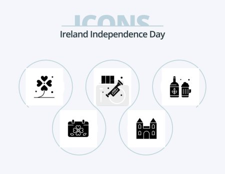 Illustration for Ireland Independence Day Glyph Icon Pack 5 Icon Design. music. horn. cross. brass. irish - Royalty Free Image