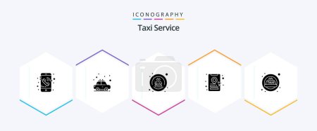 Ilustración de Taxi Service 25 Glyph icon pack including . siren. food. cab. online cab booking - Imagen libre de derechos