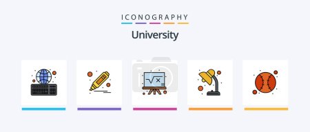 Ilustración de University Line Filled 5 Icon Pack Including genetics. desk. education. certificate. Creative Icons Design - Imagen libre de derechos