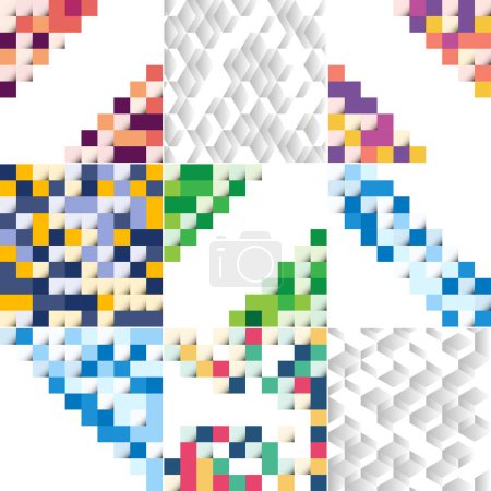 Téléchargez les illustrations : Abstract colorful square background pack of 9 available - en licence libre de droit