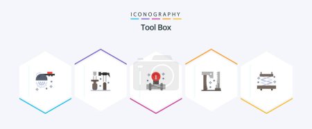 Téléchargez les illustrations : Tools 25 Flat icon pack including industry. tools. manometer. saw. ax - en licence libre de droit