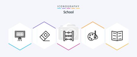 Illustration for School 25 Line icon pack including . bookmark. education. book. drawing - Royalty Free Image