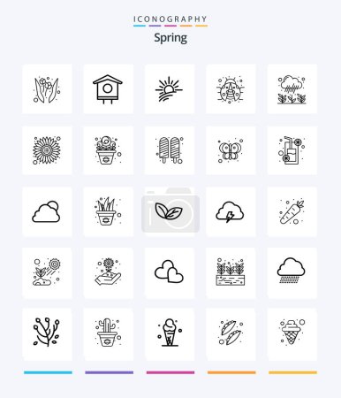 Ilustración de Creative Spring 25 OutLine icon pack  Such As plant. garden. light. lady bug. insect - Imagen libre de derechos