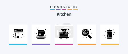 Illustration for Kitchen Glyph 5 Icon Pack Including tomato. ketchup sauce. kitchen. ketchup. pan. Creative Icons Design - Royalty Free Image
