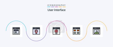 Téléchargez les illustrations : User Interface Line Filled Flat 5 Icon Pack Including interface. communication. user. user. message - en licence libre de droit