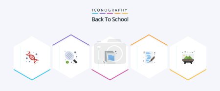 Téléchargez les illustrations : Back To School 25 Flat icon pack including image. write. back to school. write. school - en licence libre de droit