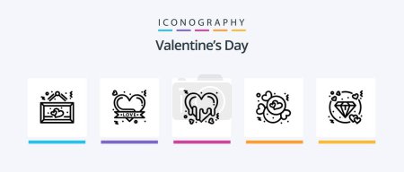 Téléchargez les illustrations : Valentines Day Line 5 Icon Pack Including love. cycling. love. couple. music. Creative Icons Design - en licence libre de droit