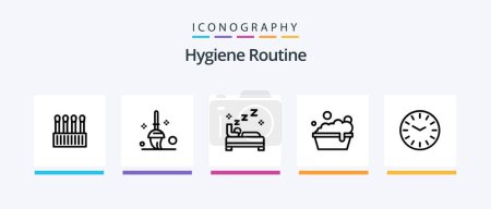 Illustration for Hygiene Routine Line 5 Icon Pack Including clean. cleaning. detergent. vacuum. electrical. Creative Icons Design - Royalty Free Image