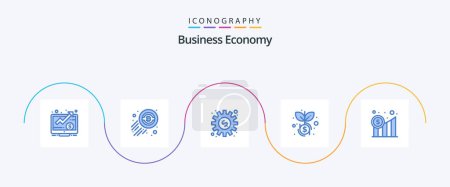 Téléchargez les illustrations : Economy Blue 5 Icon Pack Including graph. business. dollar. investment. dollar - en licence libre de droit