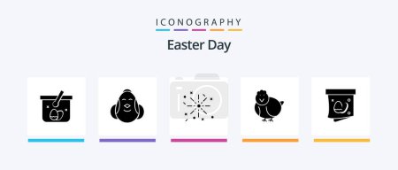 Illustration for Easter Glyph 5 Icon Pack Including gift. happy. happy. baby. chicken. Creative Icons Design - Royalty Free Image