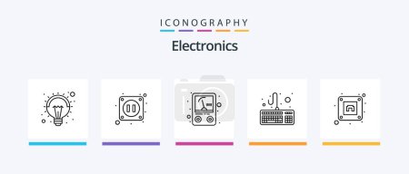 Téléchargez les illustrations : Electronics Line 5 Icon Pack Including . smartphone. tv. music. hand free. Creative Icons Design - en licence libre de droit