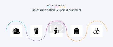Ilustración de Fitness Recreation And Sports Equipment Glyph 5 Icon Pack Including progress. coach. thermo. clipboard. rope - Imagen libre de derechos
