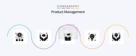 Téléchargez les illustrations : Product Management Glyph 5 Icon Pack Including brain storming. creative. premium. brain. product - en licence libre de droit