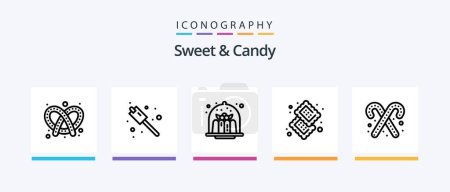 Téléchargez les illustrations : Sweet And Candy Line 5 Icon Pack Including dessert. marshmallow. food. candy. sweets. Creative Icons Design - en licence libre de droit