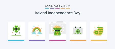 Illustration for Ireland Independence Day Flat 5 Icon Pack Including day. calendar. ireland. in. green. Creative Icons Design - Royalty Free Image