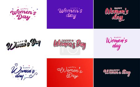Téléchargez les illustrations : International Women's Day vector hand-written typography background with a gradient color scheme - en licence libre de droit