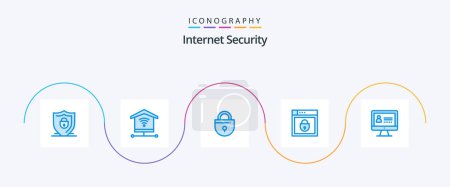 Illustration for Internet Security Blue 5 Icon Pack Including internet. lock. web security. password - Royalty Free Image