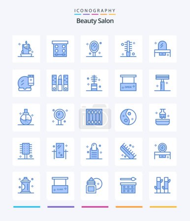 Illustration for Creative Beauty Salon 25 Blue icon pack  Such As salon. female. powder. curly. salon - Royalty Free Image