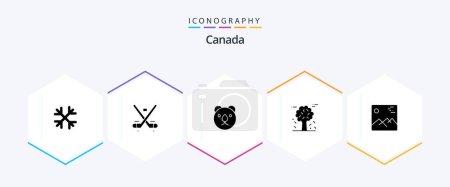 Illustration for Canada 25 Glyph icon pack including gallery. pine trees. olympics. canada. alpine - Royalty Free Image
