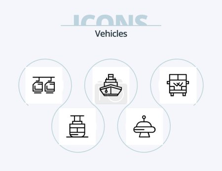 Ilustración de Vehicles Line Icon Pack 5 Icon Design. vehicles. transport. flight. filled. transport - Imagen libre de derechos