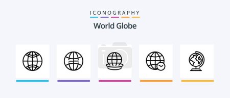 Ilustración de Globe Line 5 Icon Pack Including . time. world. web. globe. Creative Icons Design - Imagen libre de derechos