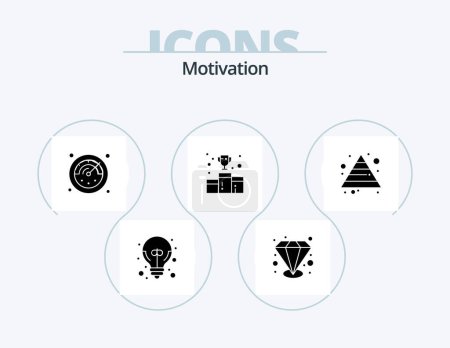 Illustration for Motivation Glyph Icon Pack 5 Icon Design. pyramid. career. stopwatch. number. first position - Royalty Free Image