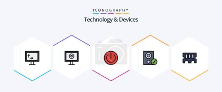 Illustration for Devices 25 FilledLine icon pack including memory. speaker. electronics. hardware. devices - Royalty Free Image