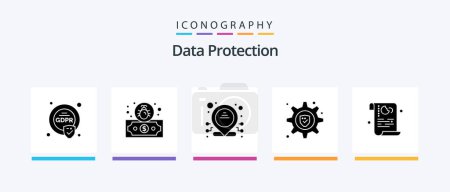 Illustration for Data Protection Glyph 5 Icon Pack Including security. policy. dedicated. data. setting. Creative Icons Design - Royalty Free Image