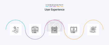 Téléchargez les illustrations : User Experience Line 5 Icon Pack Including user. location. experience. screen. lcd - en licence libre de droit