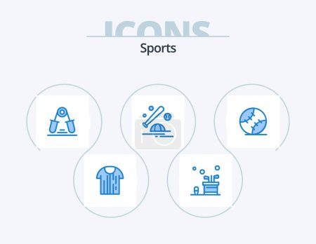 Ilustración de Sports Blue Icon Pack 5 Icon Design. ball. finger. game. exercise. hand - Imagen libre de derechos