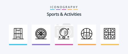 Ilustración de Sports and Activities Line 5 Icon Pack Including game. athletics. team. activities. ludo game. Creative Icons Design - Imagen libre de derechos