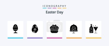 Téléchargez les illustrations : Easter Glyph 5 Icon Pack Including wine. food. egg. egg. nature. Creative Icons Design - en licence libre de droit