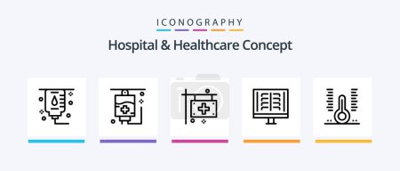 Téléchargez les illustrations : Hospital and Healthcare Concept Line 5 Icon Pack Including . hospital. finance. healthcare. healthy. Creative Icons Design - en licence libre de droit