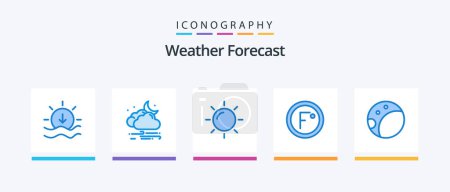 Illustration for Weather Blue 5 Icon Pack Including moon. weather. day. temperature. degree. Creative Icons Design - Royalty Free Image