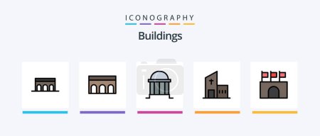 Ilustración de Buildings Line Filled 5 Icon Pack Including harbor. bridge. historic. road. lines. Creative Icons Design - Imagen libre de derechos